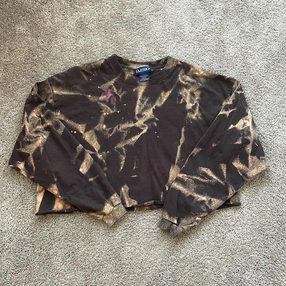 oversized brown, tie-dye, slightly Crop top